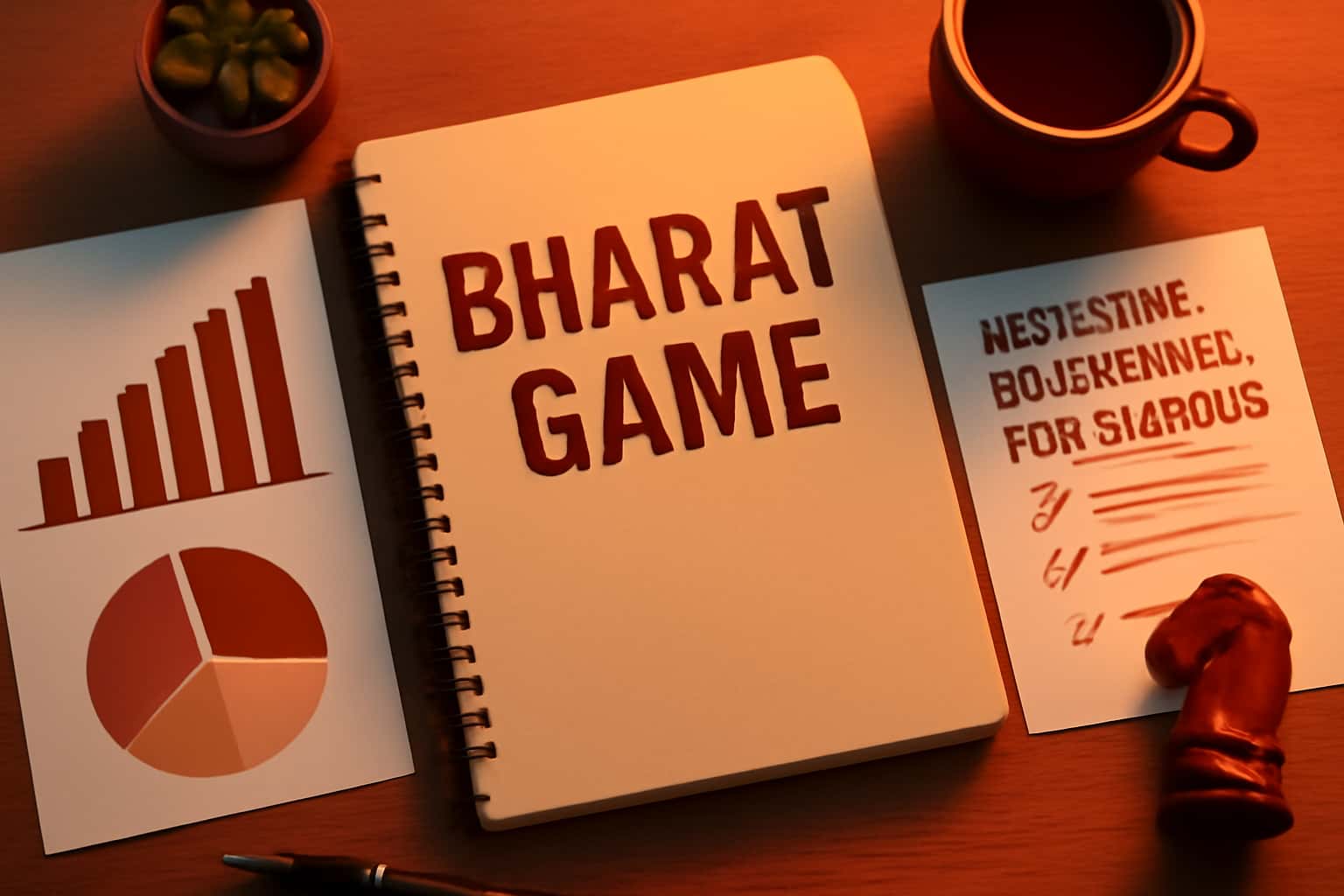 An informative scene showcasing effective strategies for Bharat Game, highlighted with #c4181a accents.