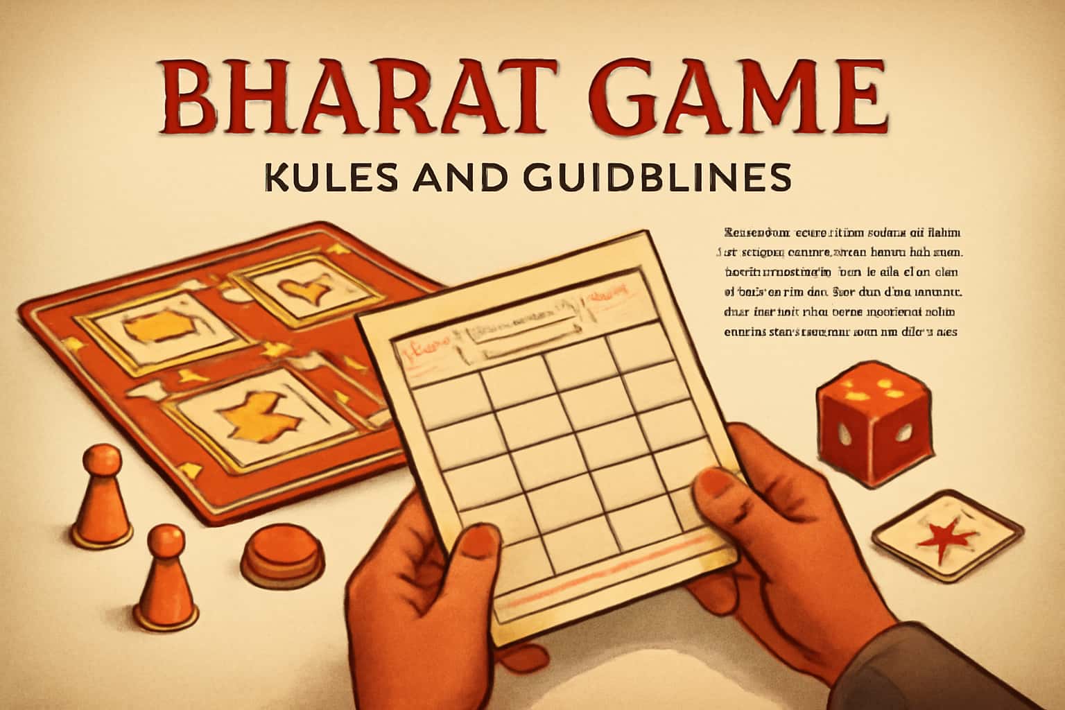 An informative scene depicting the rules and guidelines of the Bharat Game.